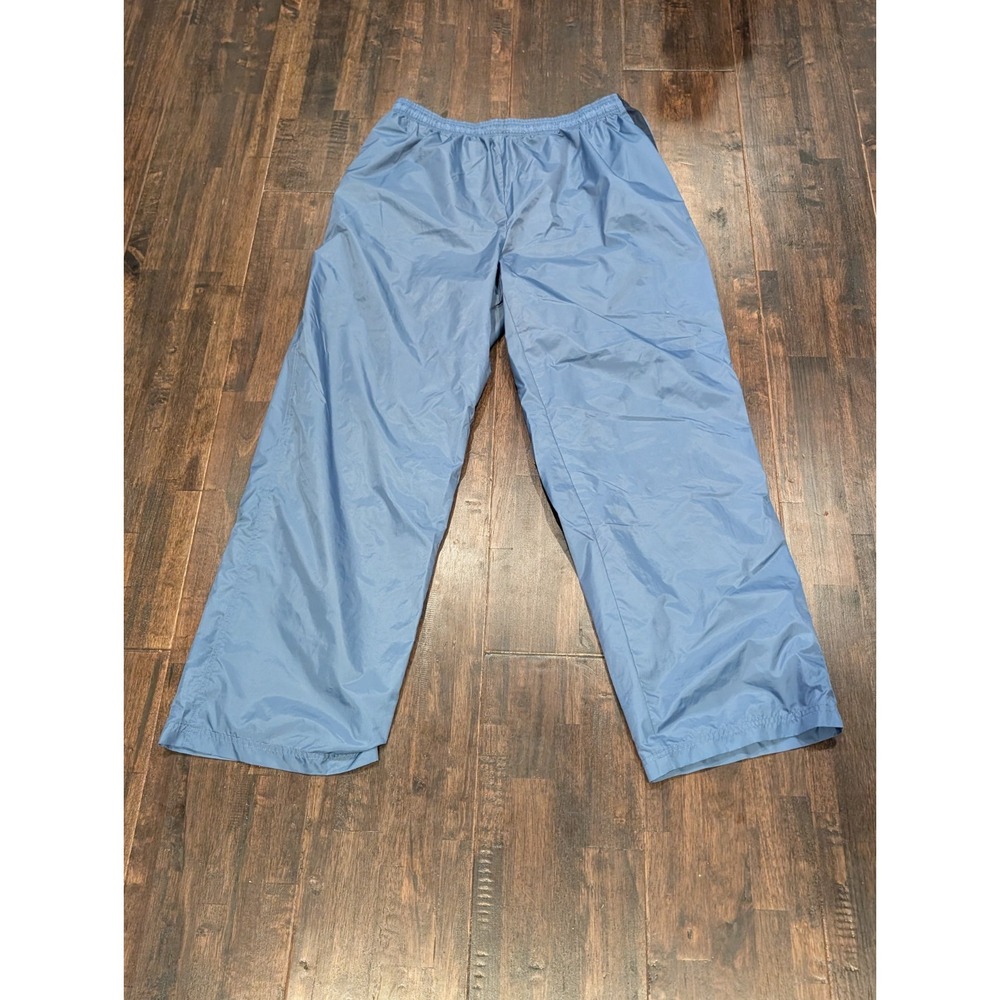 Vintage Reebok Nylon Track Pants Mens 2XL Light Blue Baggy Straight Leg Y2K Wide
